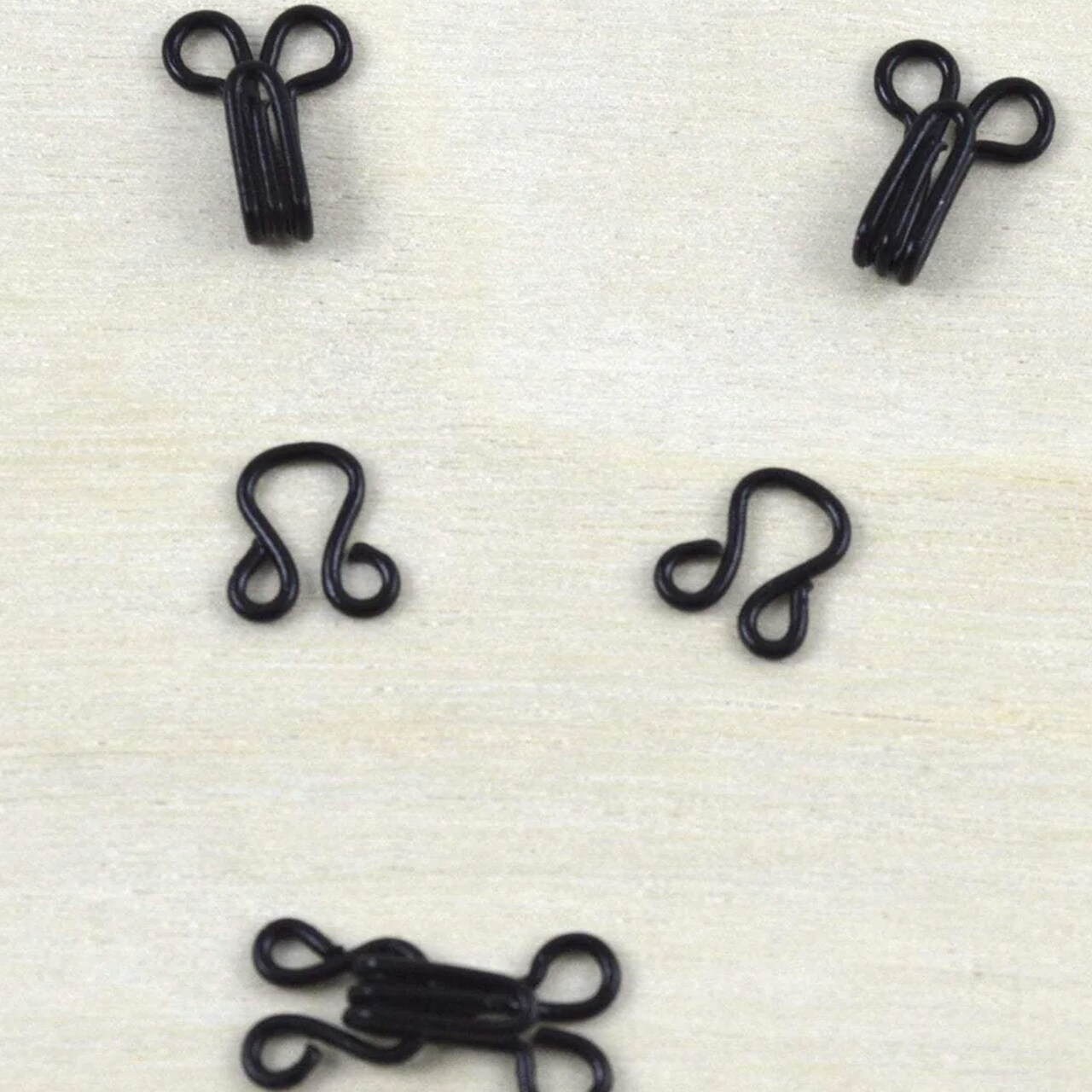 144 Sets Size 2 Black Hook and Eye Closure Set for Sewing Bra Dress Repair
